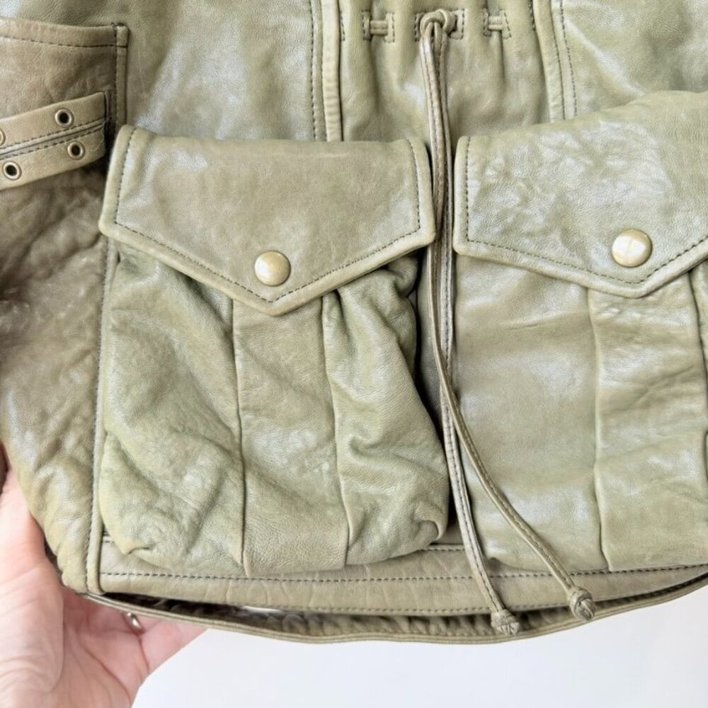 Kooba Campbell Leather Satchel Bag – Olive Green - Picture 5 of 11